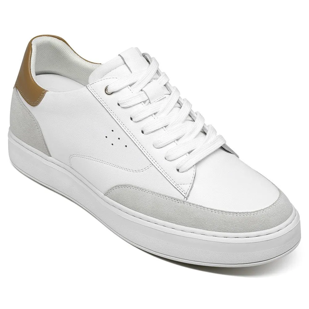 6 CM / 2.36 Inches CMR CHAMARIPA Height Increasing Casual Shoes Stylish White Leather Casual Lift Sneakers - Elevate Your Height