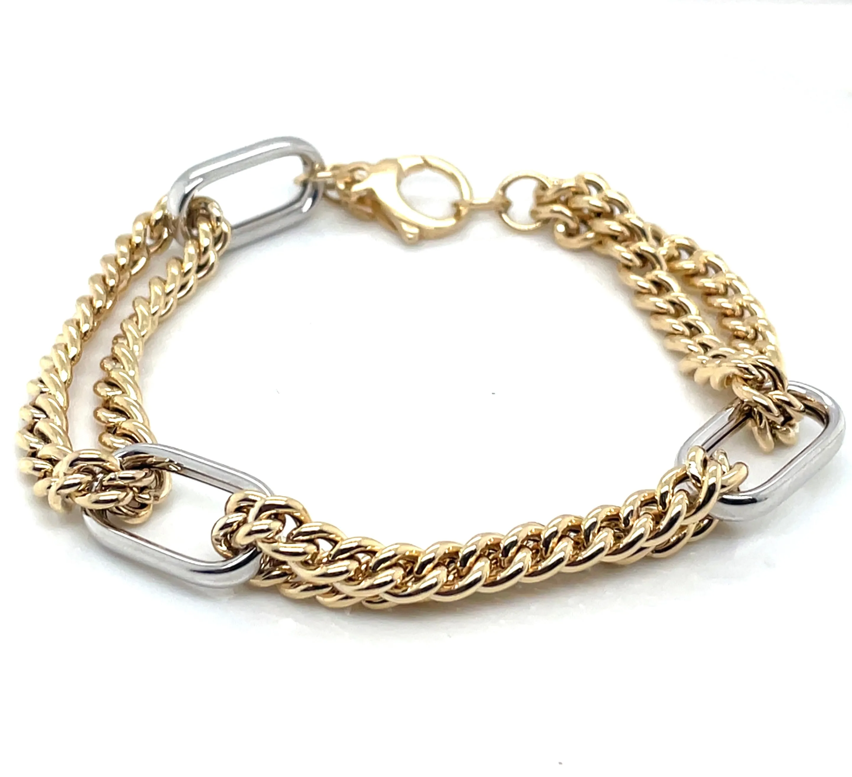 9ct Gold Two Tone Oval Link Bracelet