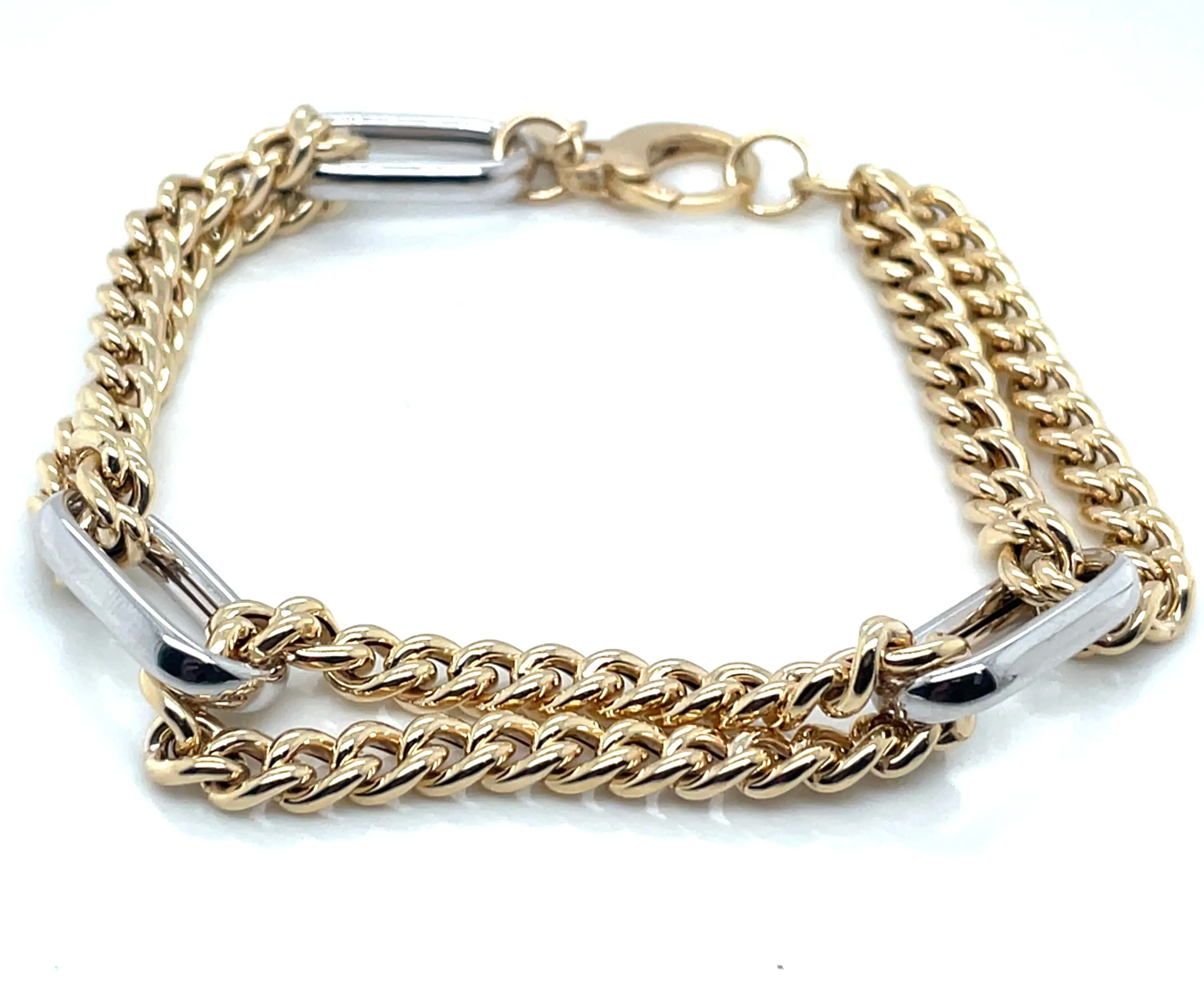 9ct Gold Two Tone Oval Link Bracelet