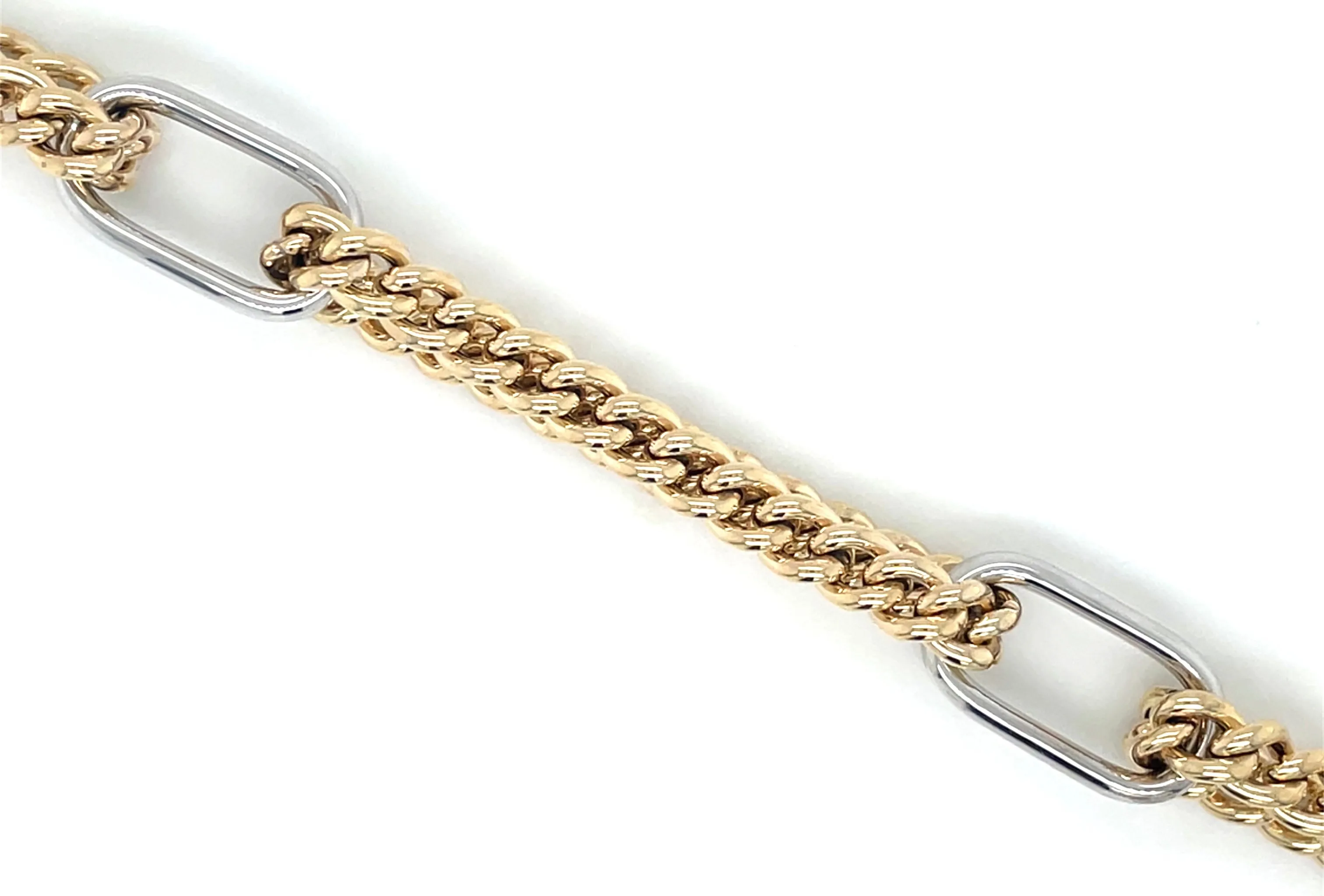 9ct Gold Two Tone Oval Link Bracelet