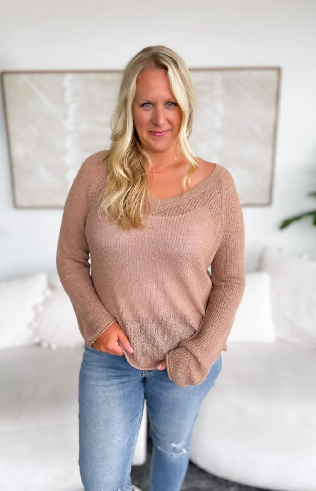 Abby V-Neckline Long Sleeve Knit Top