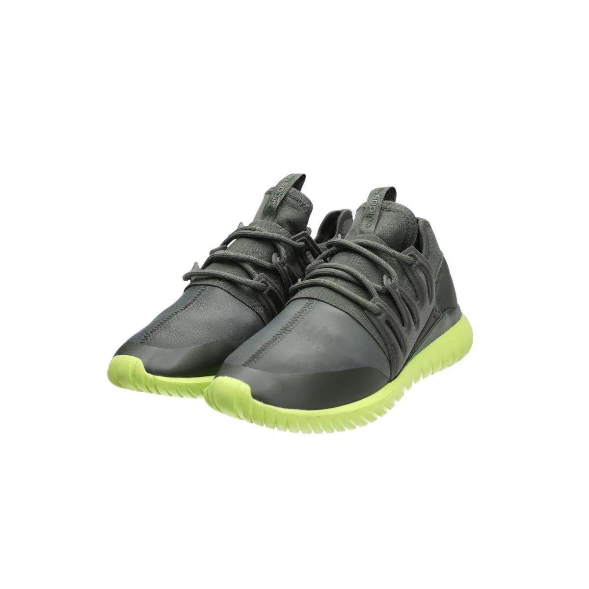 Adidas Tubular Radial Running Sport Shoes Fabric Green Colour For Men