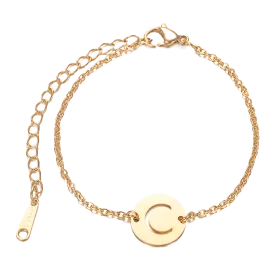 Alphabet Bracelet Gold Plated - Letter C