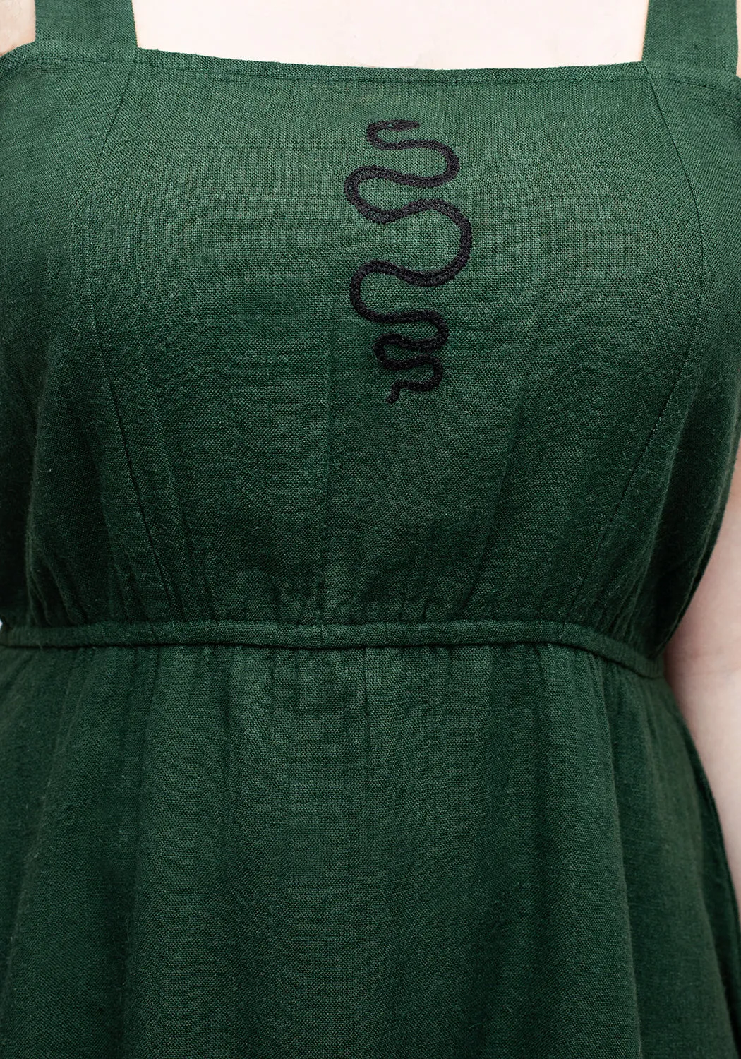 Basilisk Green Linen Blend Midaxi Dress