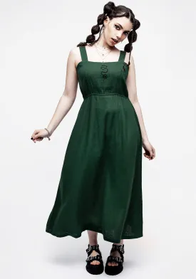 Basilisk Green Linen Blend Midaxi Dress