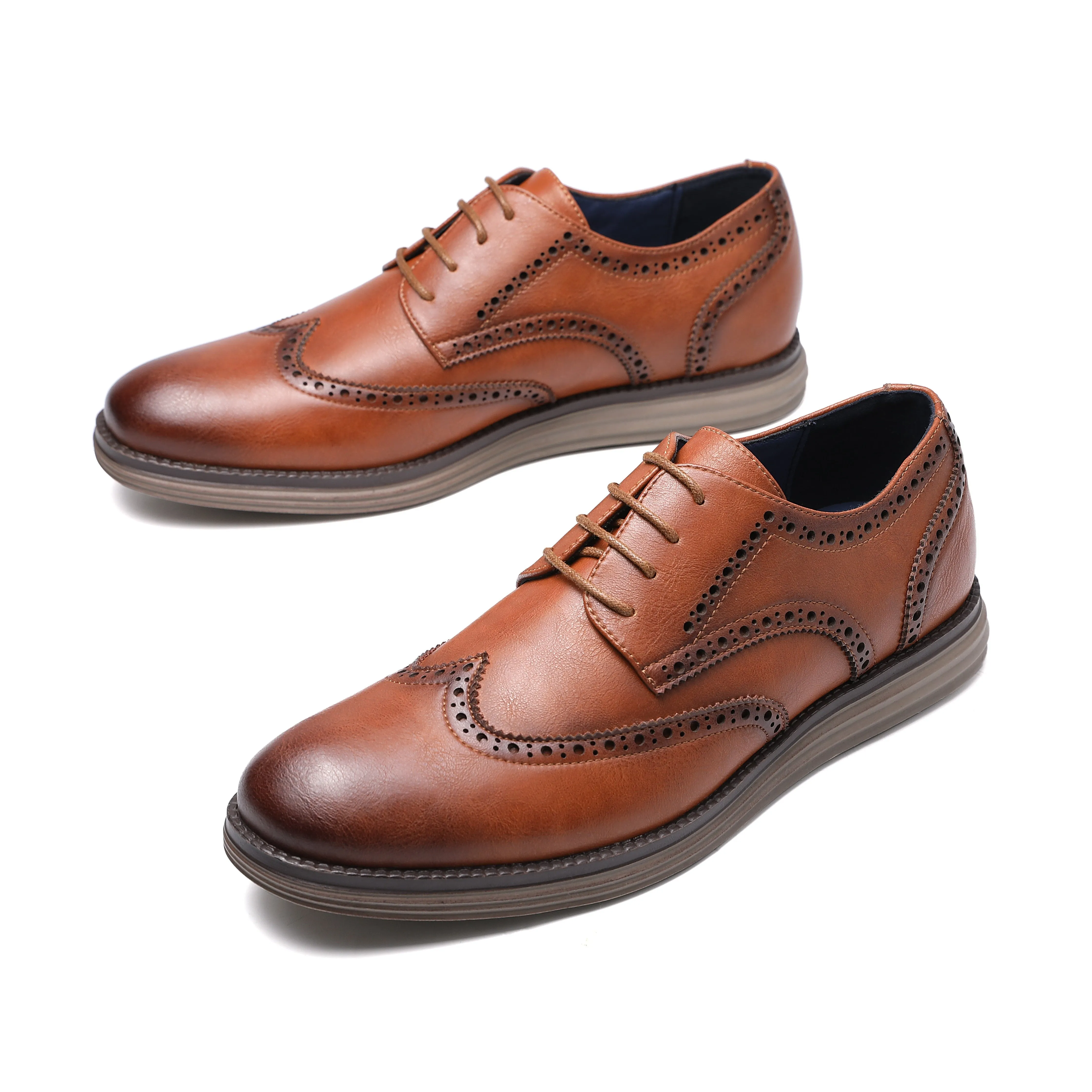 BHKH 2022 Genuine Leather Dress Shoes Comfy Men Casual Shoes Smart Business Work Office Lace-up Men Shoes