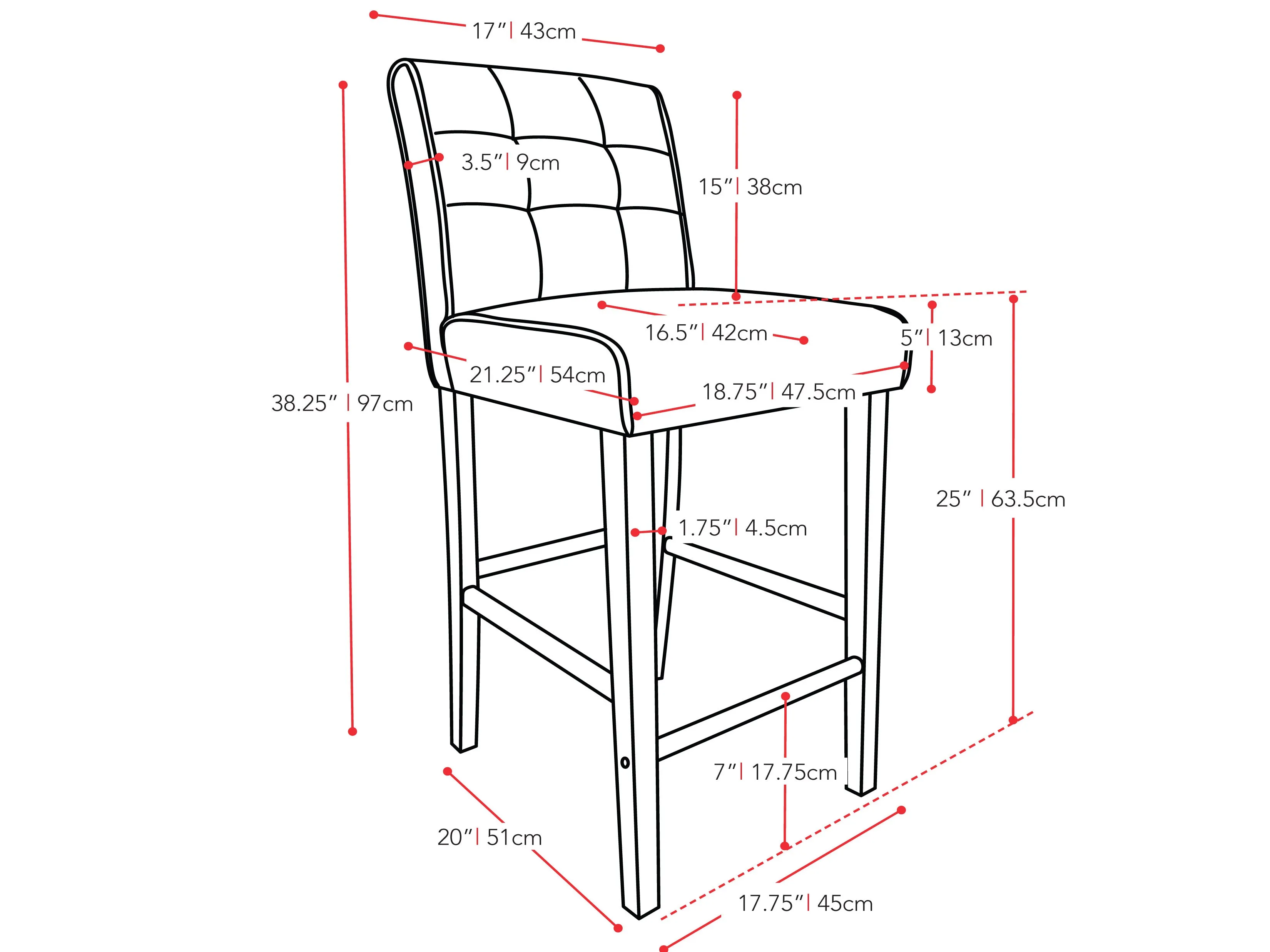 Black Counter Height Bar Stool