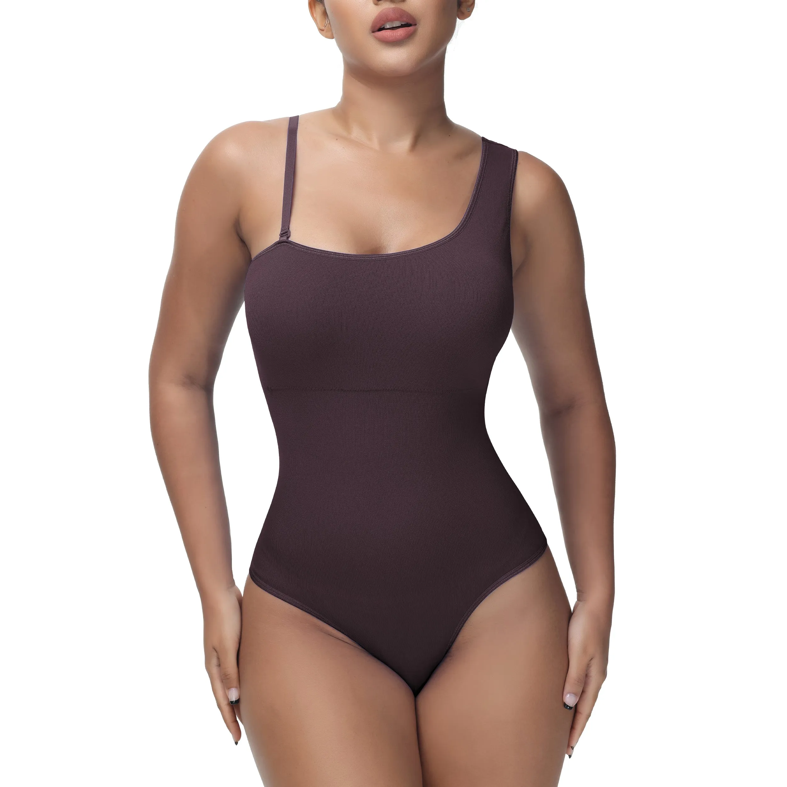 Bodysuit for Women Tummy Control Tops Mono Strap Thong Sculpting Clothings with Removable Padding and Straps