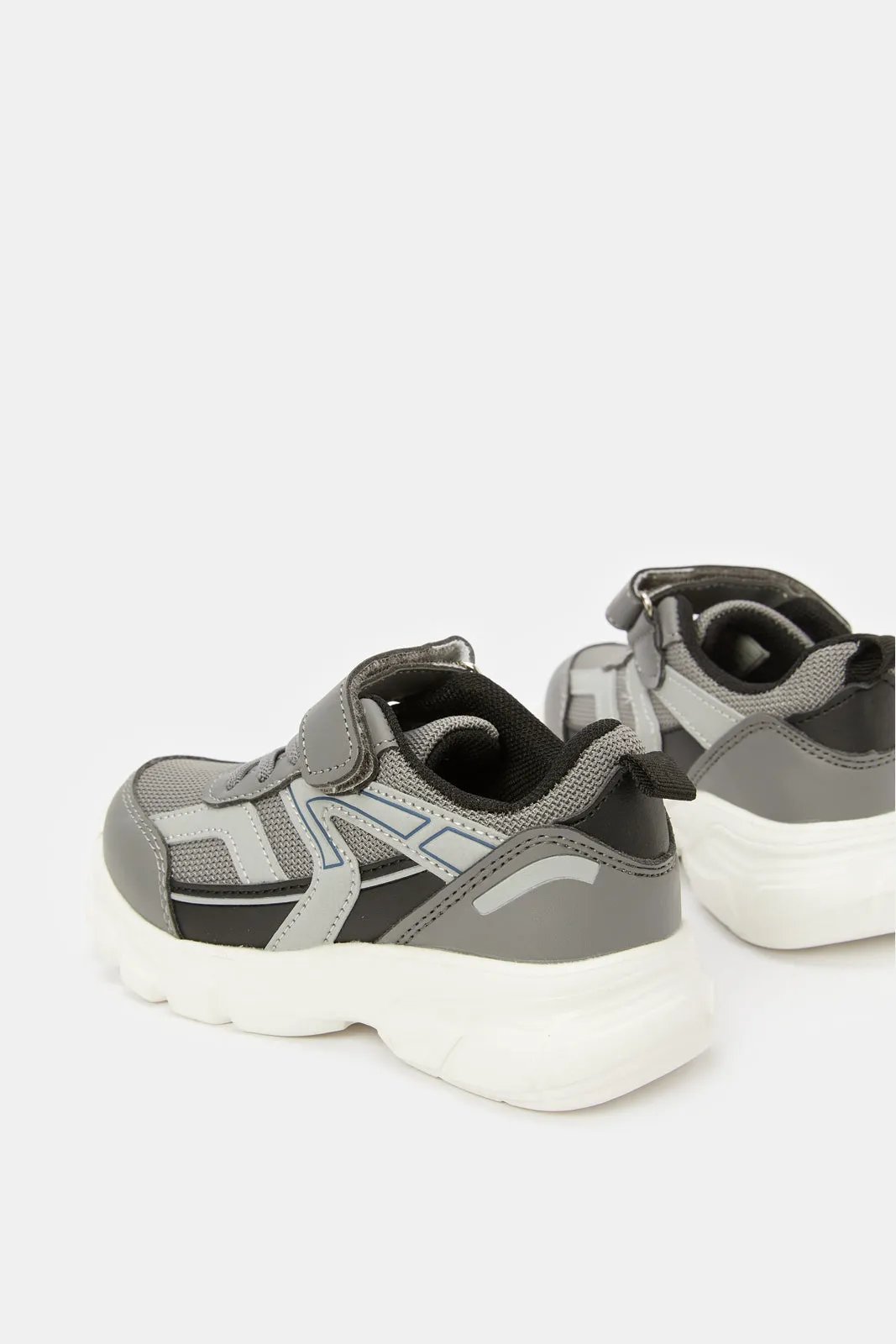 Boys Grey Fabric Block Chunky Sneaker