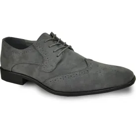 BRAVO Men Dress Shoe KING-3 Wingtip Oxford Shoe Grey - Wide Width Available