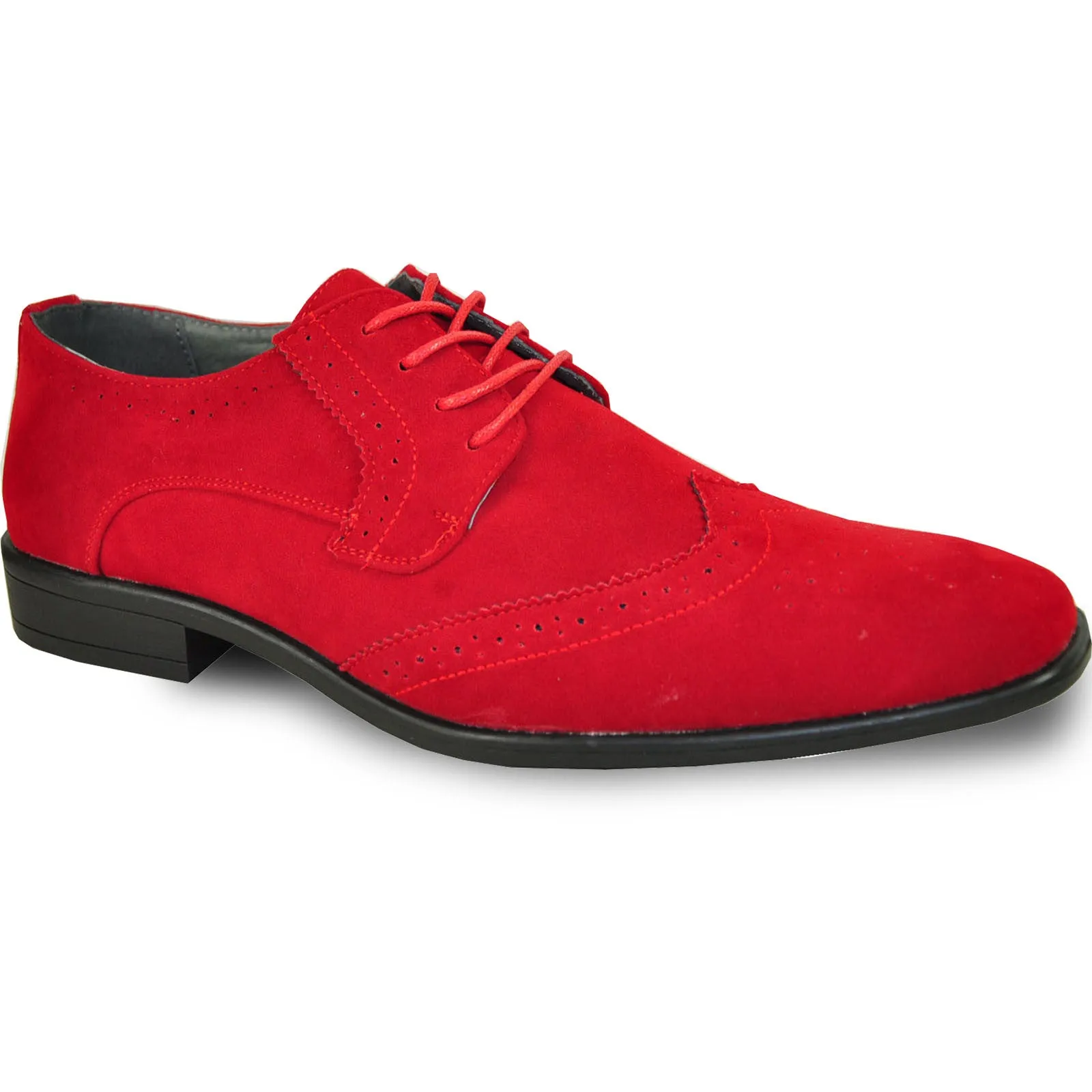 BRAVO Men Dress Shoe KING-3 Wingtip Oxford Shoe Red - Wide Width Available