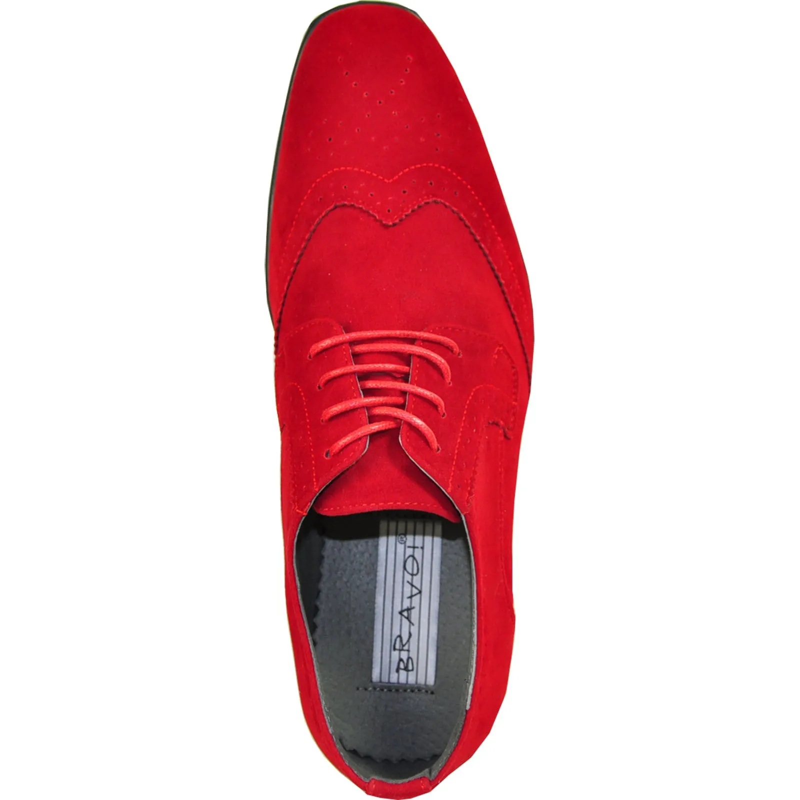 BRAVO Men Dress Shoe KING-3 Wingtip Oxford Shoe Red - Wide Width Available