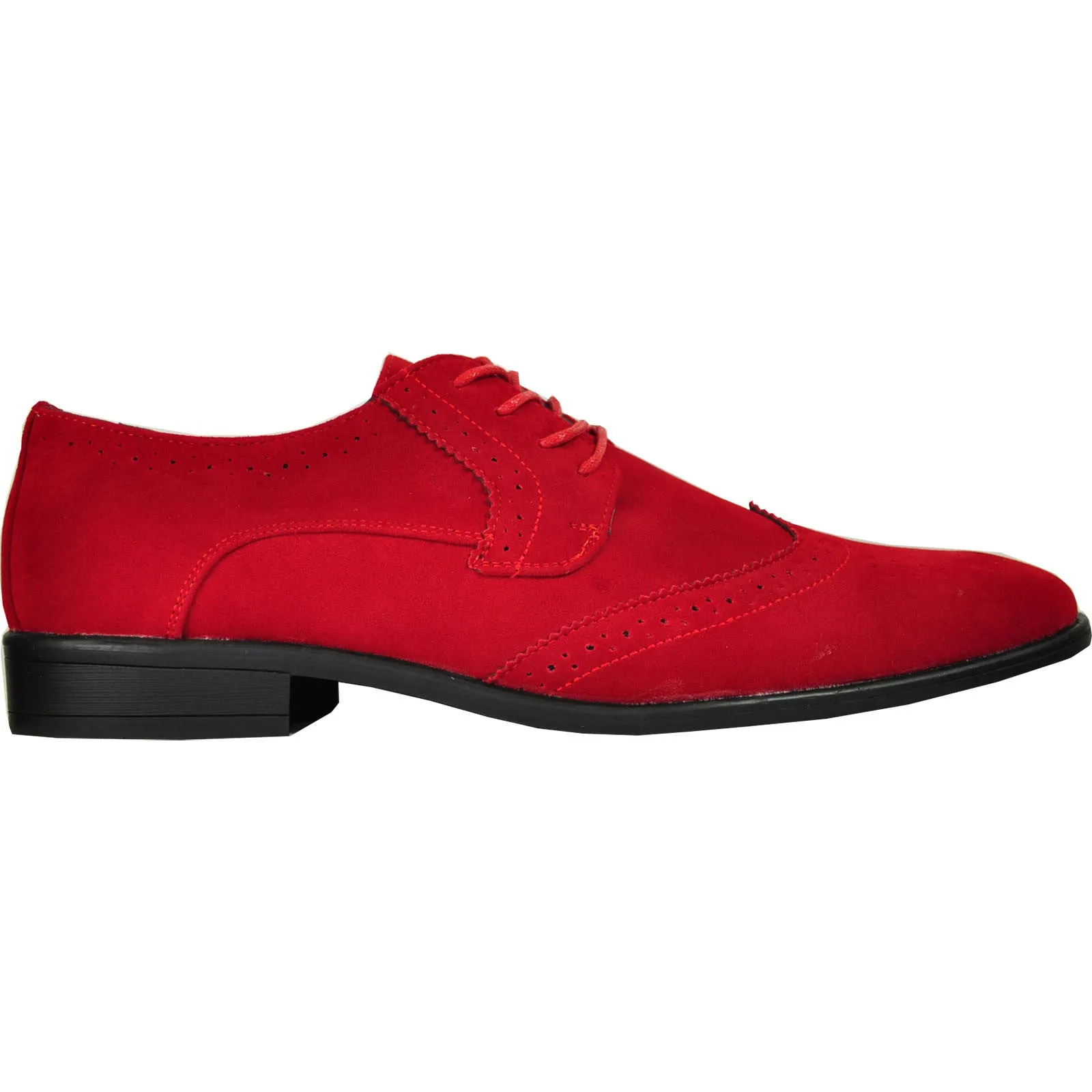 BRAVO Men Dress Shoe KING-3 Wingtip Oxford Shoe Red - Wide Width Available