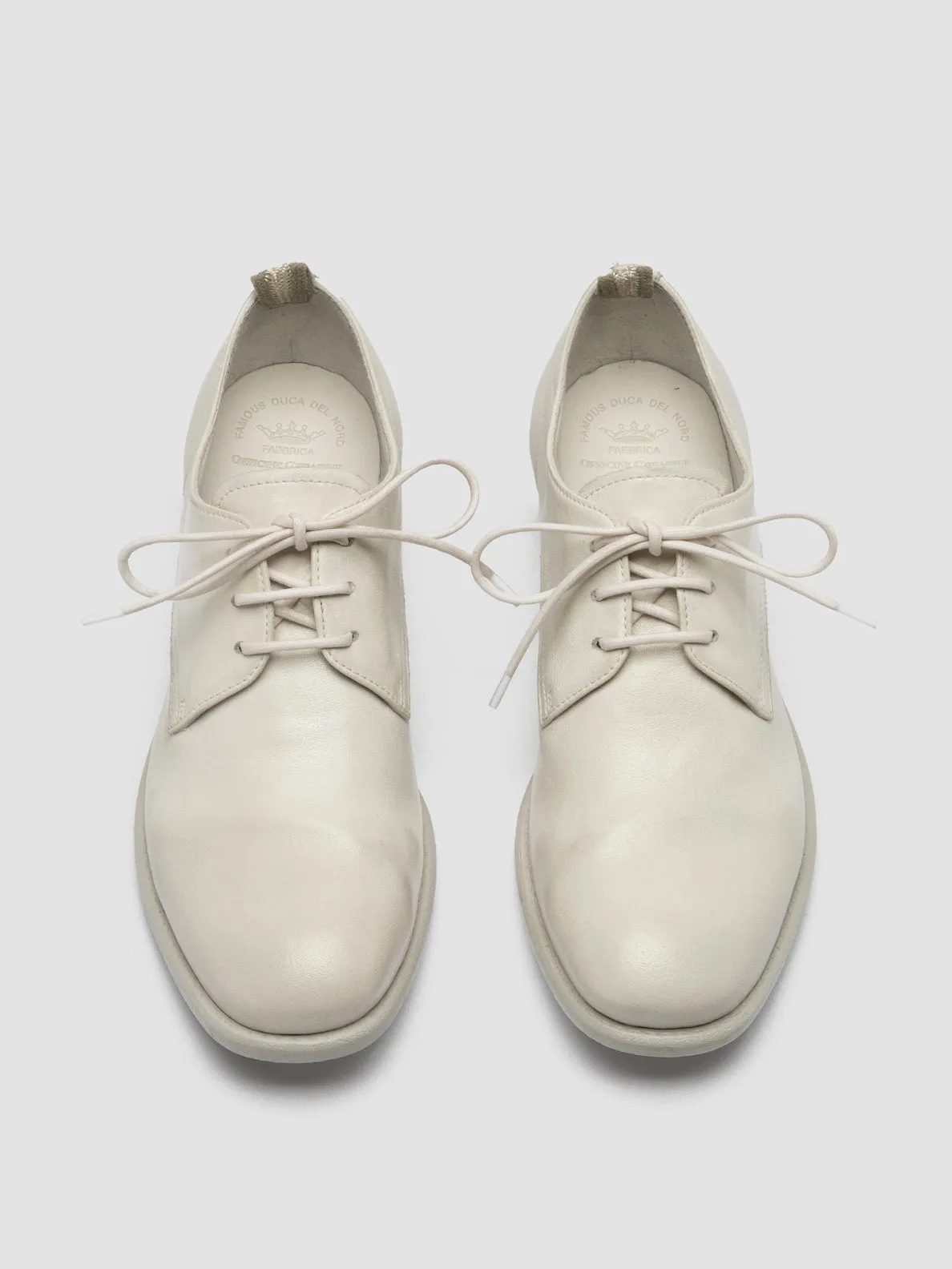 CALIXTE 064 - White Leather Derby Shoes