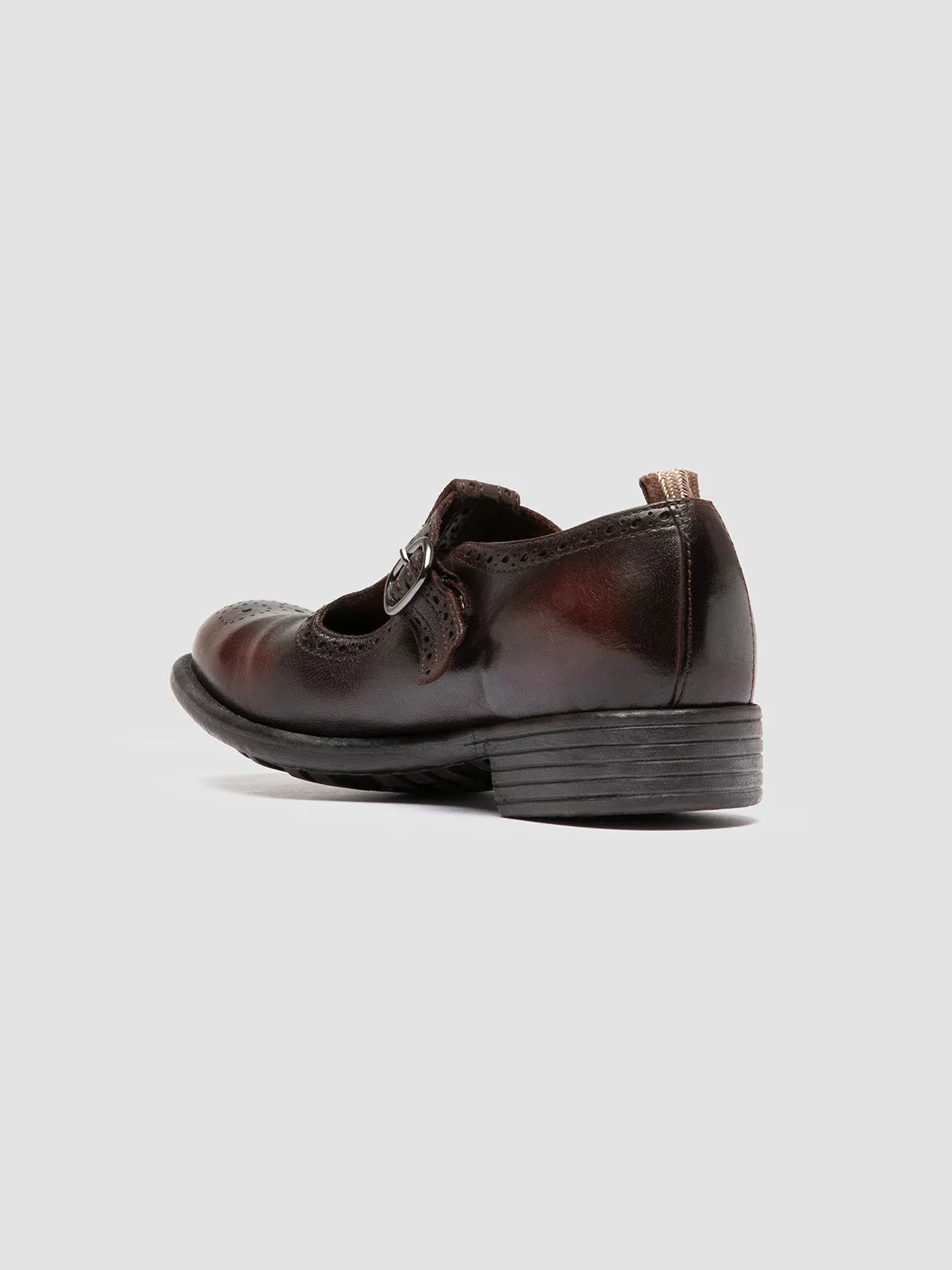 CALIXTE 071 - Brown Leather T-Bar Shoes