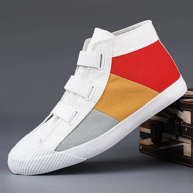 Canvas Comfort: Stylish High-Top Patchwork Sneakers for Men