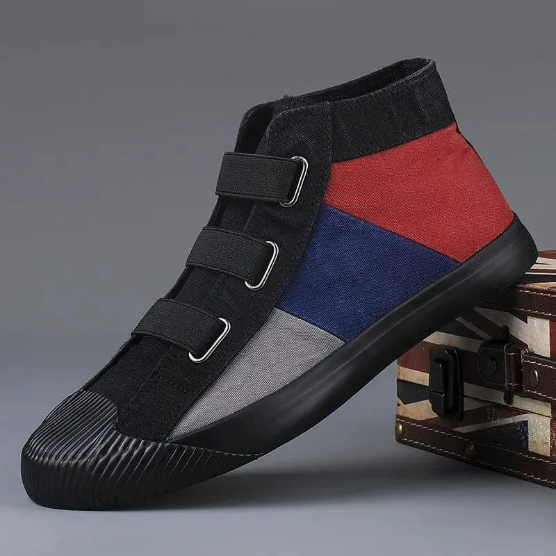 Canvas Comfort: Stylish High-Top Patchwork Sneakers for Men