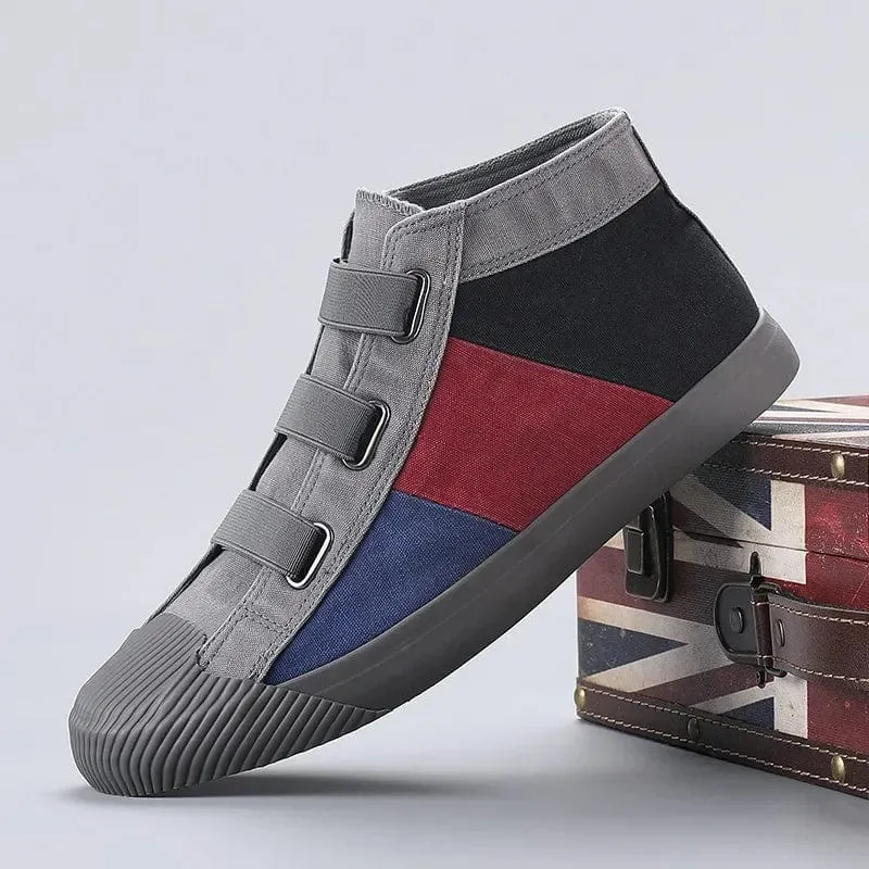 Canvas Comfort: Stylish High-Top Patchwork Sneakers for Men