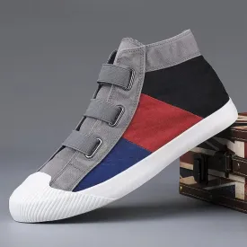 Canvas Comfort: Stylish High-Top Patchwork Sneakers for Men