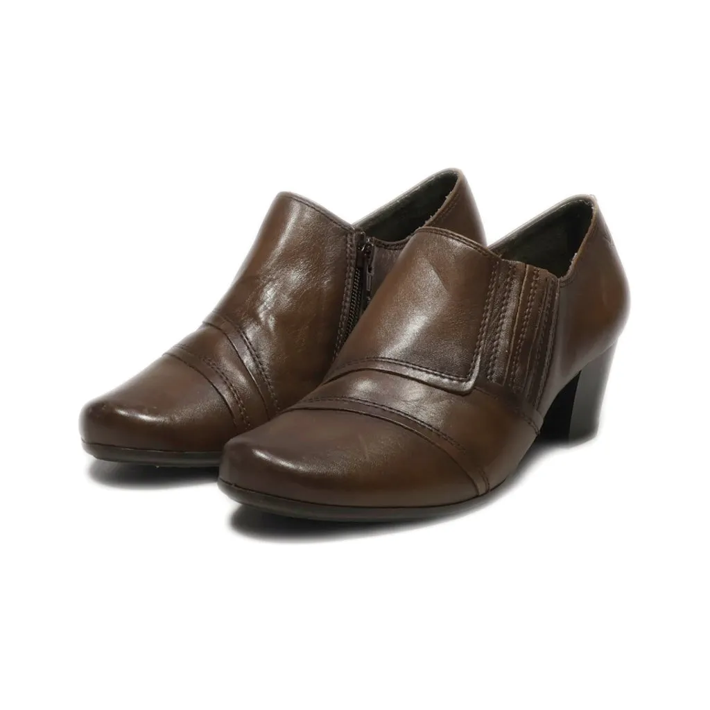 Caprice Mid-Heel Shoes Leather Brown Colour For Women