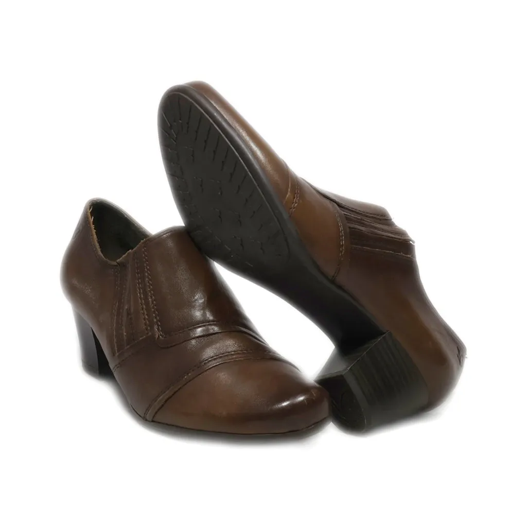 Caprice Mid-Heel Shoes Leather Brown Colour For Women