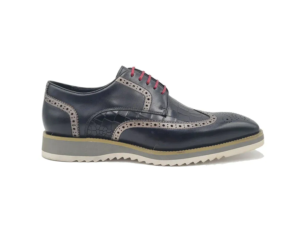 Carrucci Black oxford men's wingtip casual shoes Lace Up KS515-35