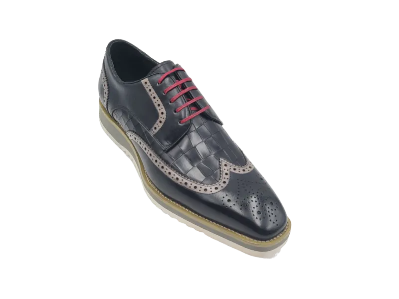 Carrucci Black oxford men's wingtip casual shoes Lace Up KS515-35