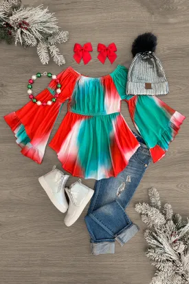 Christmas Tie Dye Tunic Top