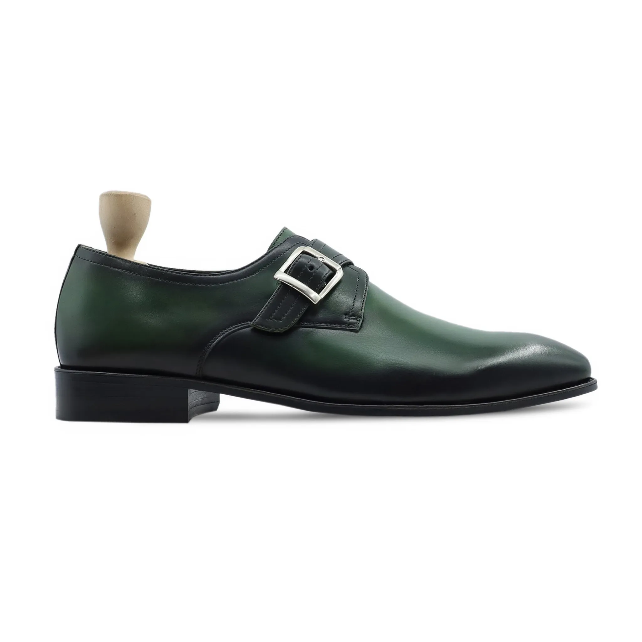 Coleus - Men's Burnished Green Calf Leather Single Monkstrap