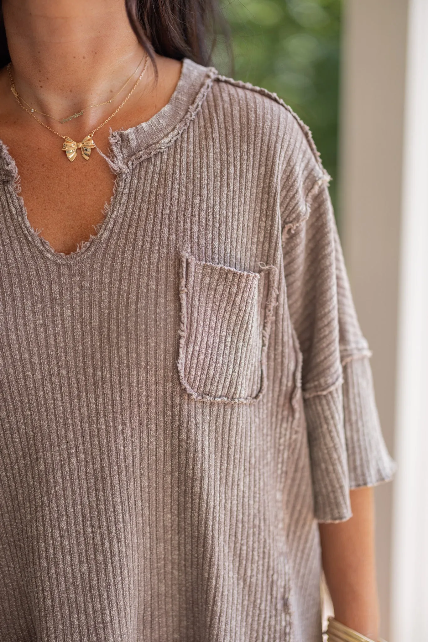 Cozy Perfection Washed Mocha Top