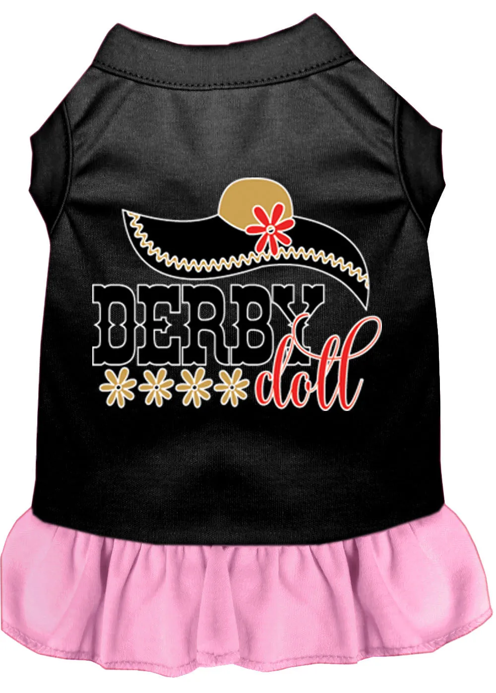 Derby Doll Screen Print Dog Dress Black With Light Pink Med (12)