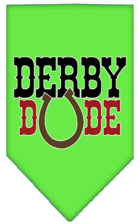 Derby Dude Screen Print Bandana Lime Green Small