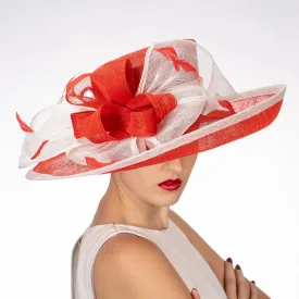 Derby Hat - Sinamay Bow Hat - Dual-Tone Red