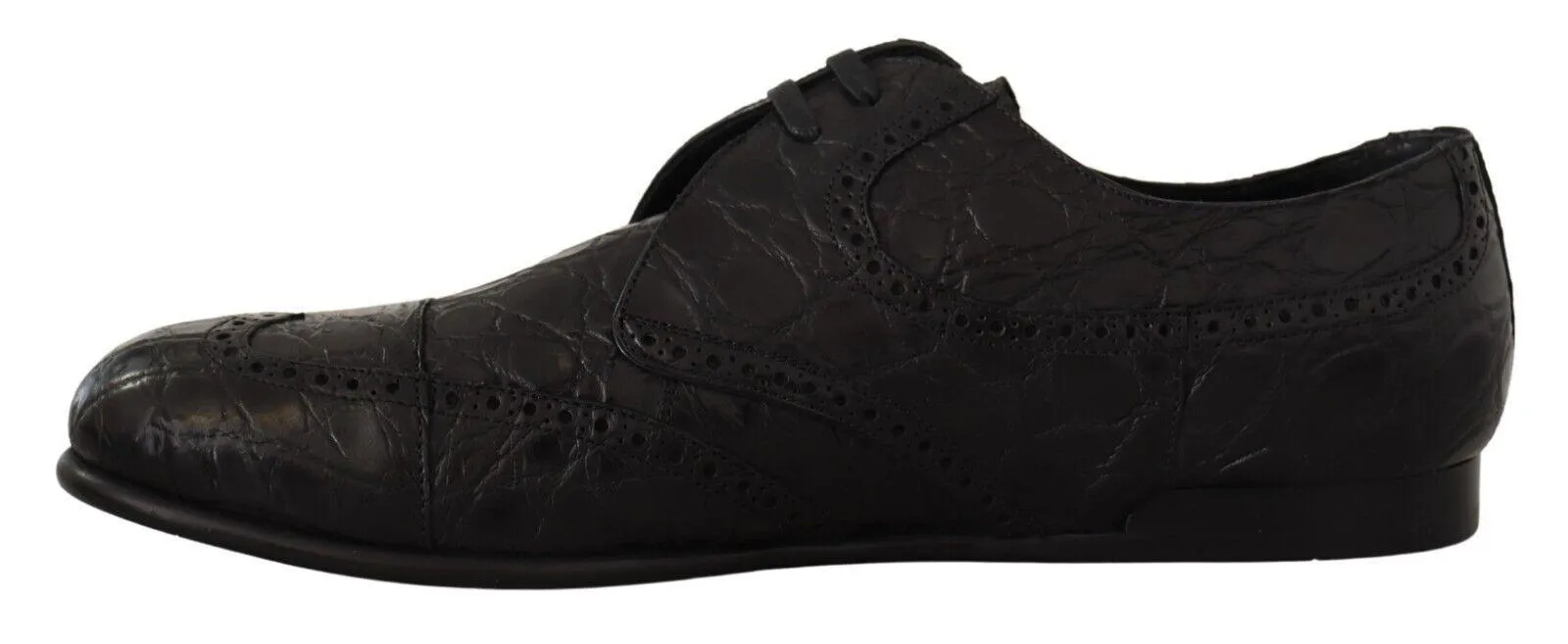 Dolce & Gabbana Black Caiman Leather Mens Derby Shoes