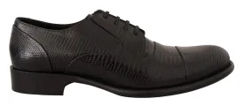 Dolce & Gabbana Black Lizard Leather Derby Dress Shoes