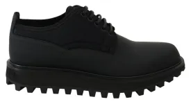 Dolce & Gabbana Black Rubberized Calfskin Chunky Derby Vulcano Shoes