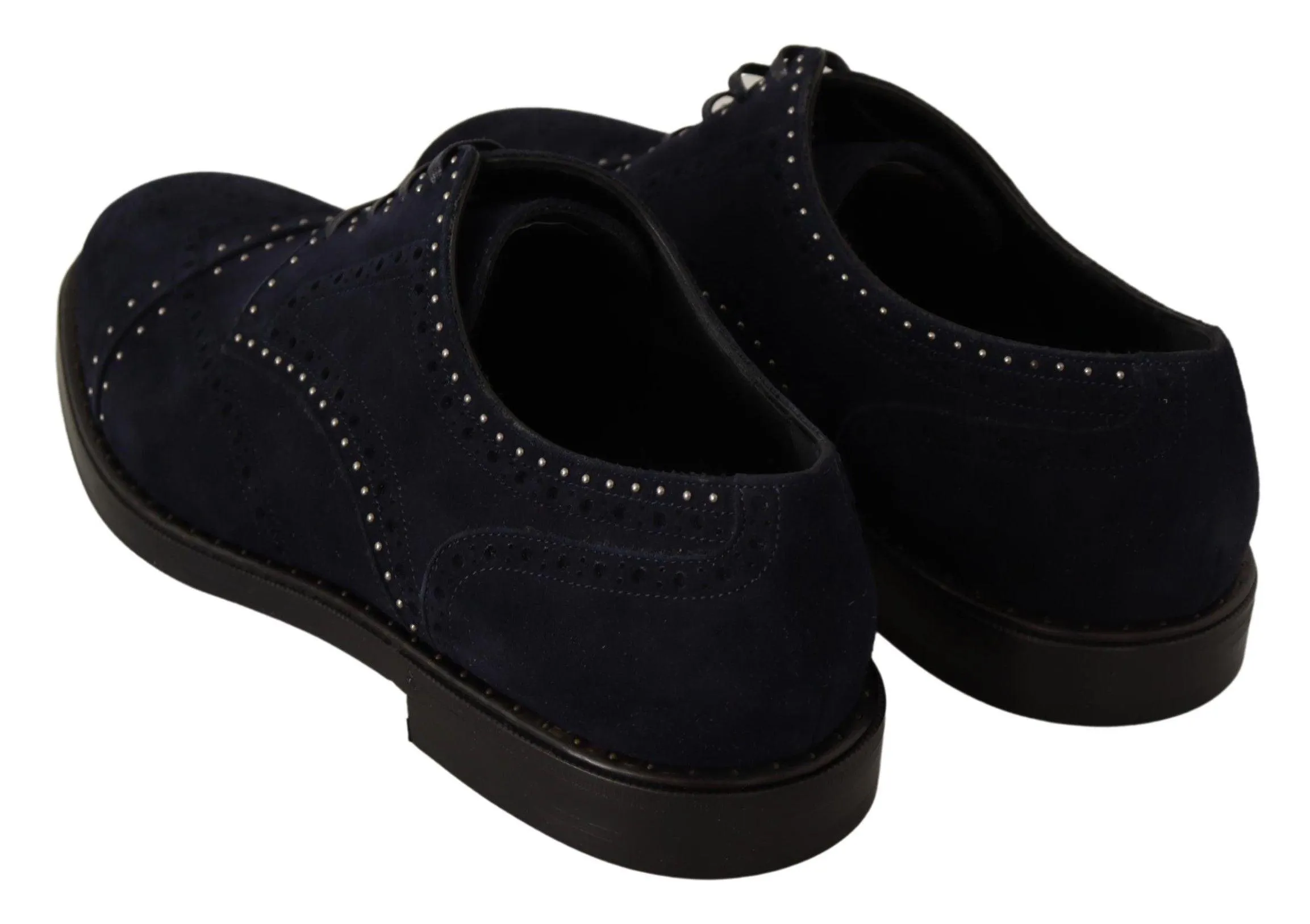 Dolce & Gabbana Blue Suede Leather Derby Studded Shoes