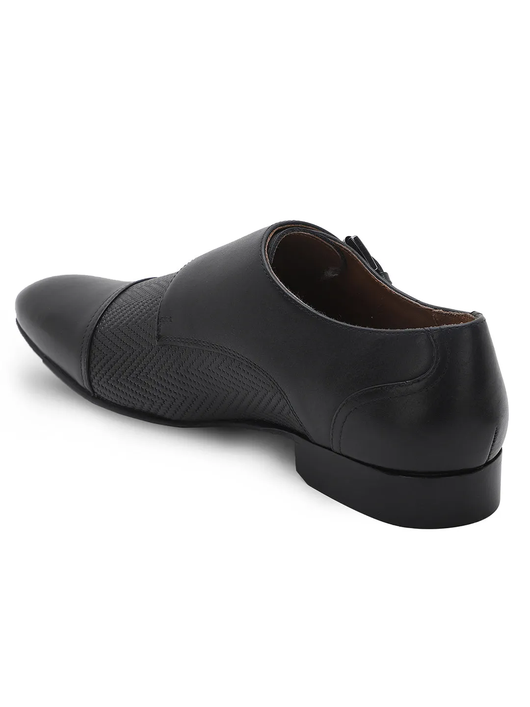 Ezok Men Black Formal Monk Straps