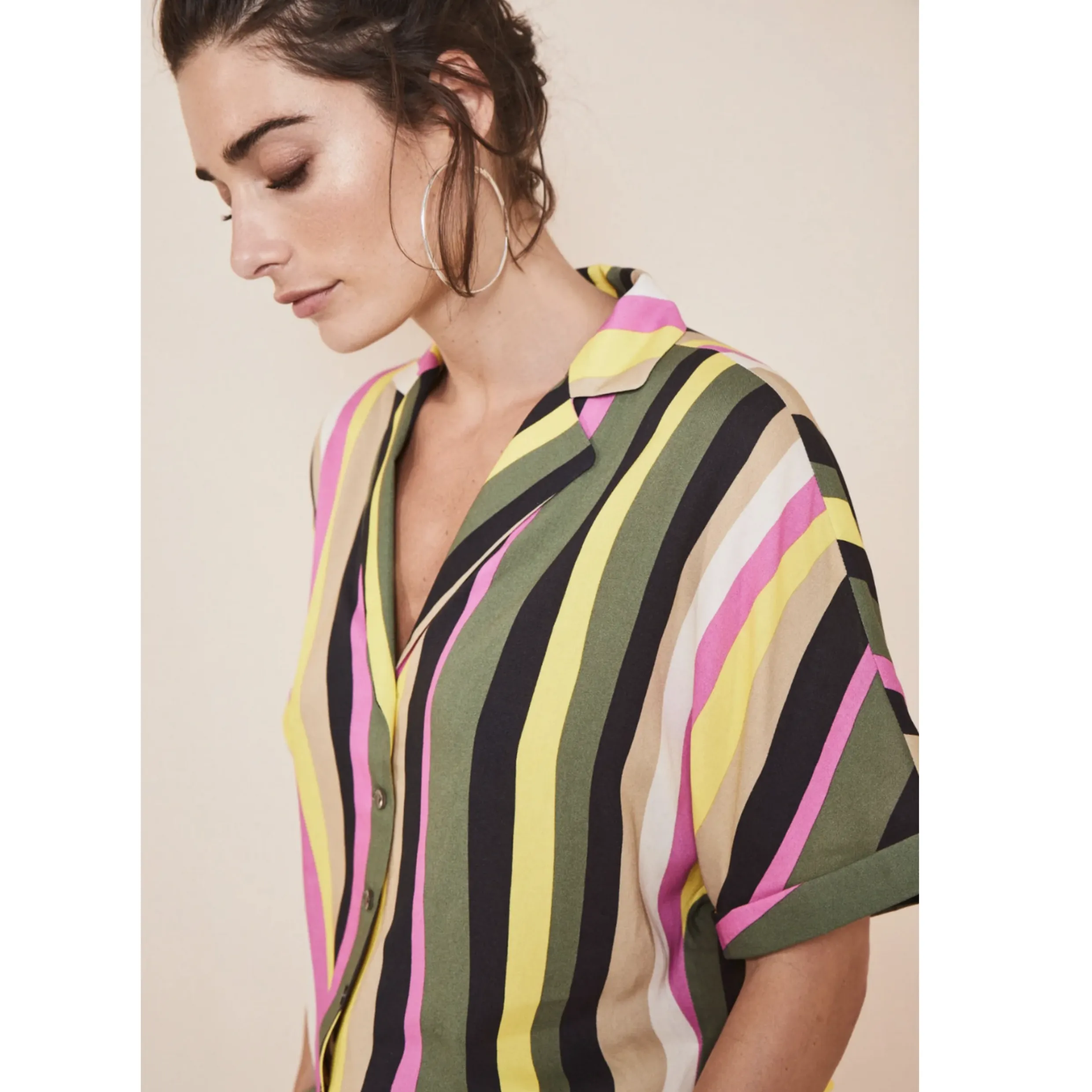 Fynch-Hatton Short Sleeve Stripe Boxy Blouse 23031061