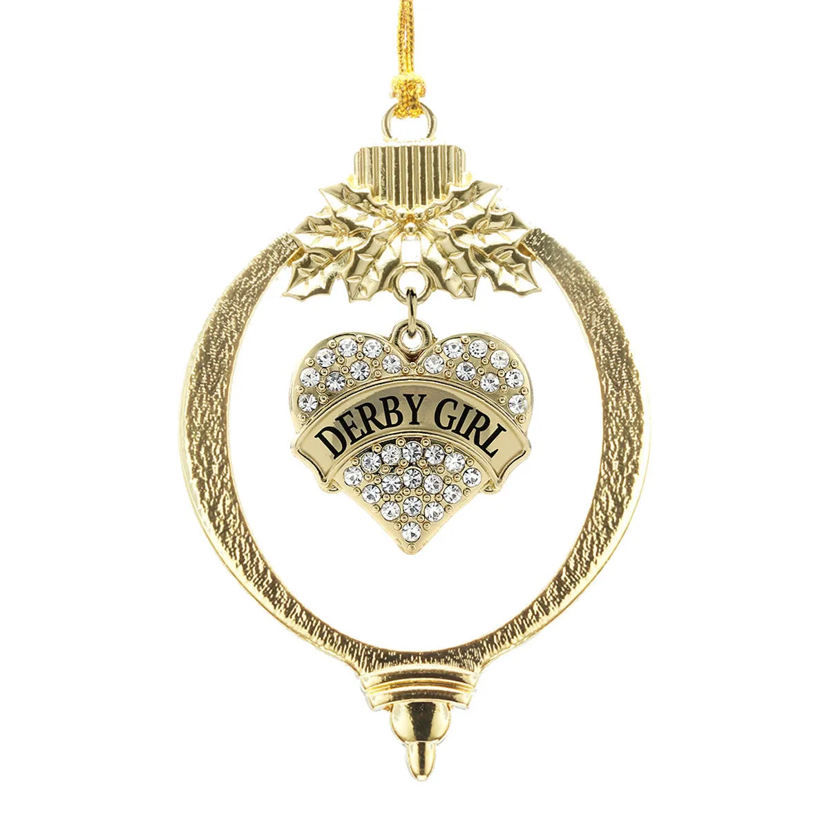 Gold Derby Girl Pave Heart Charm Holiday Ornament