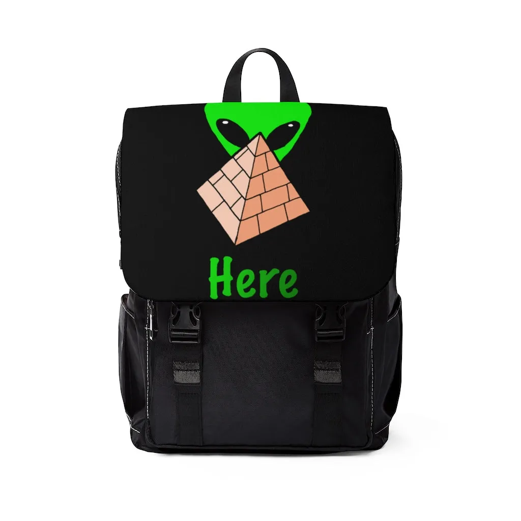 Green Alien Pyramid Unisex Casual Shoulder Backpack