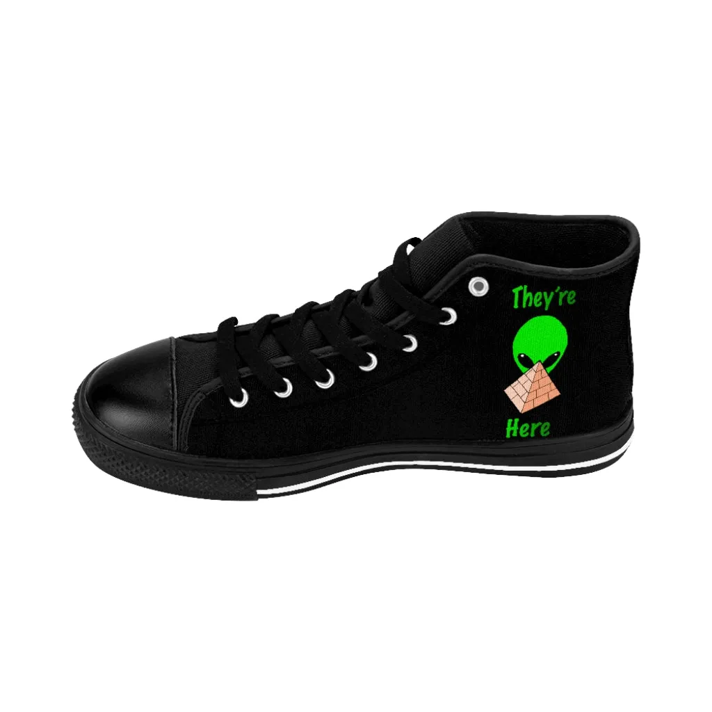 Green Alien Pyramid Women's High-top Sneakers