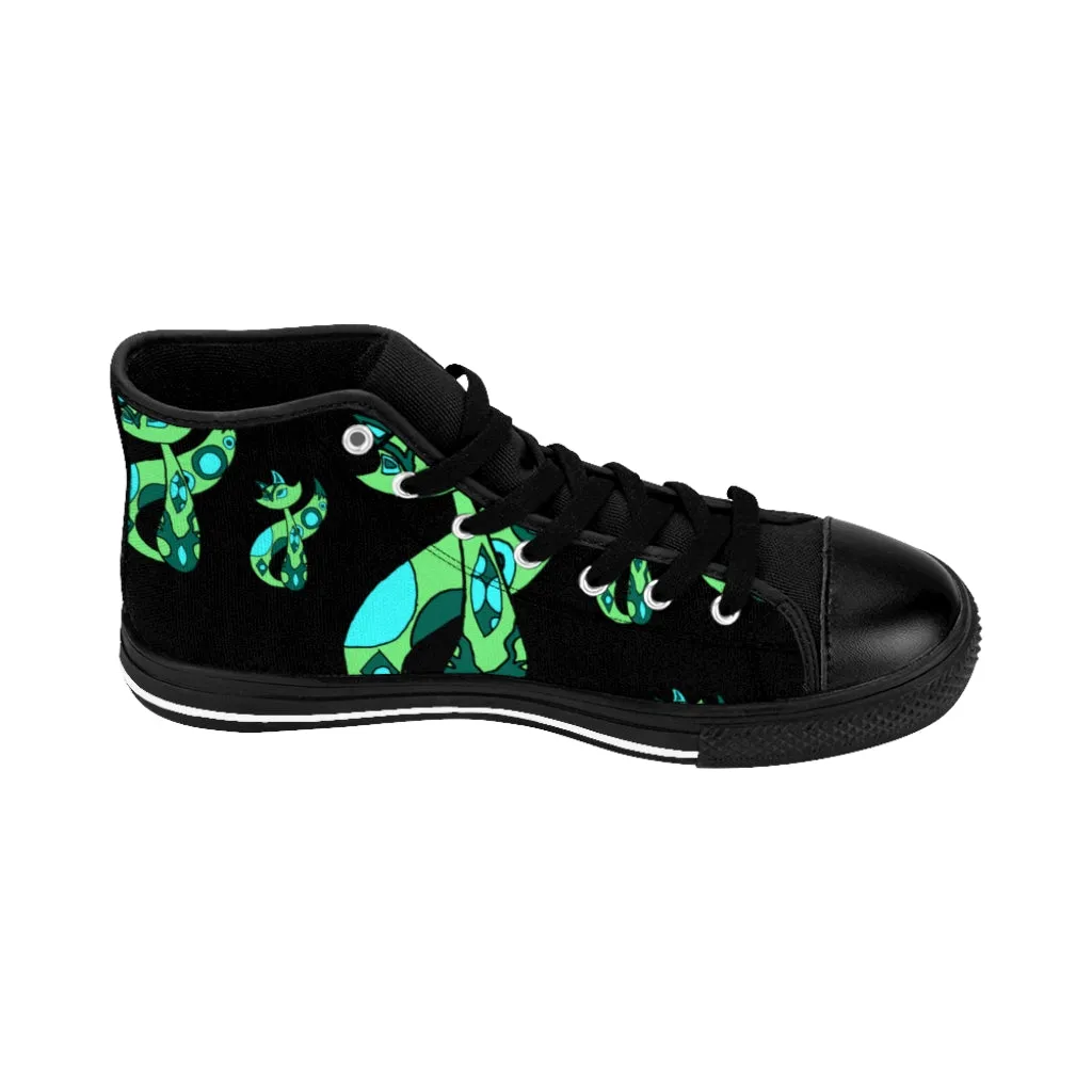 Green Cat Women's High-top Sneakers