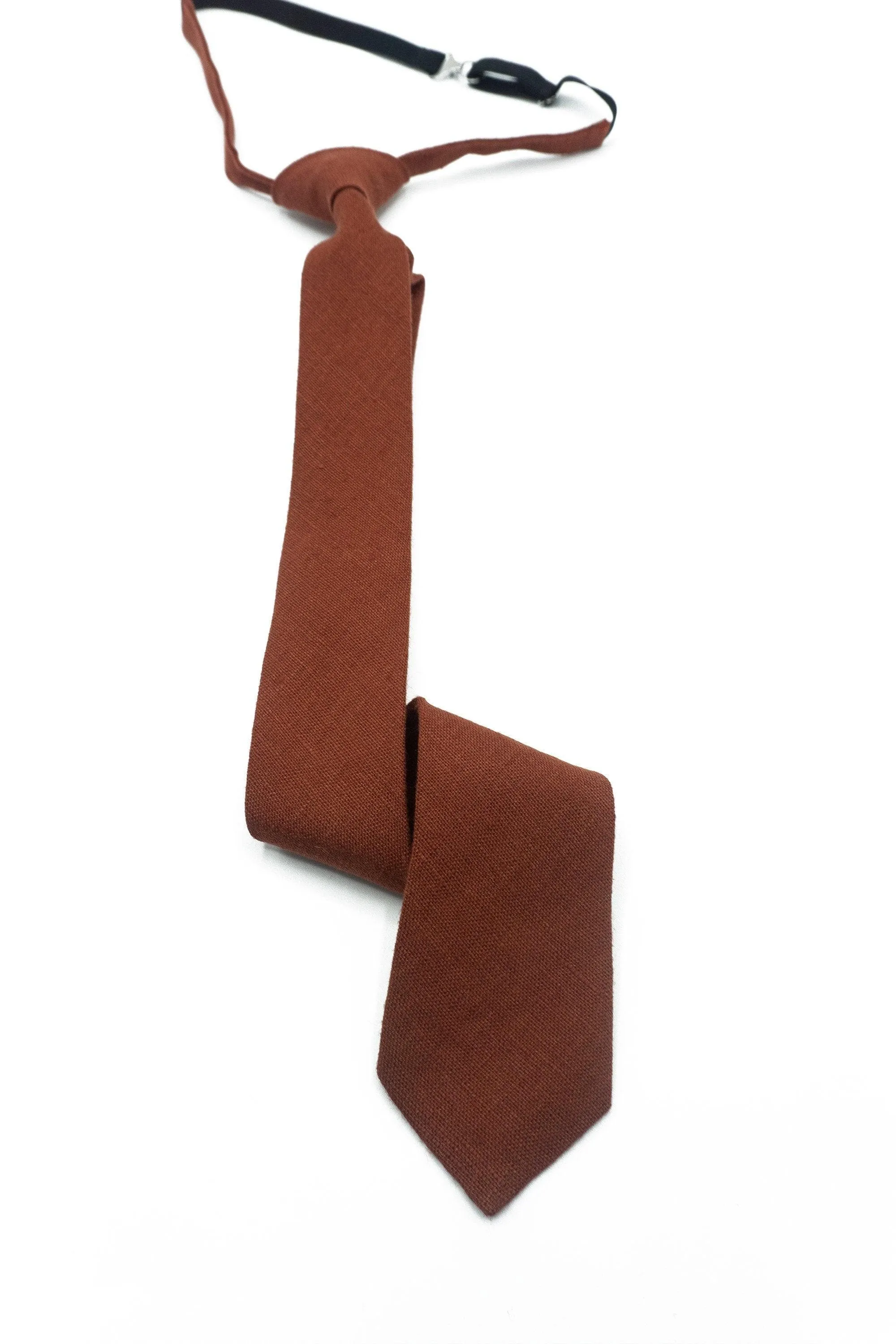 Groomsmen Bow Tie Set - Handmade Rust Terracotta Bow Tie and Pocket Square