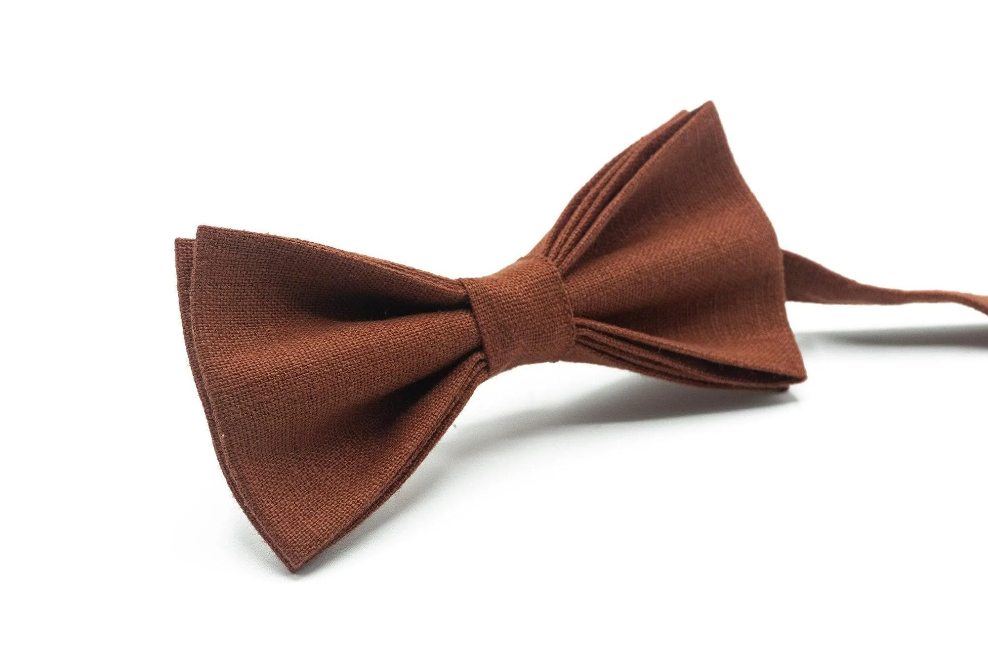 Groomsmen Bow Tie Set - Handmade Rust Terracotta Bow Tie and Pocket Square