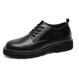 Hnzxzm Black Business Men Split Leather Shoes Comfortable Formal Dress Office Casual Shoes Fashion Men Large Size 46 47 48 Martin Shoes