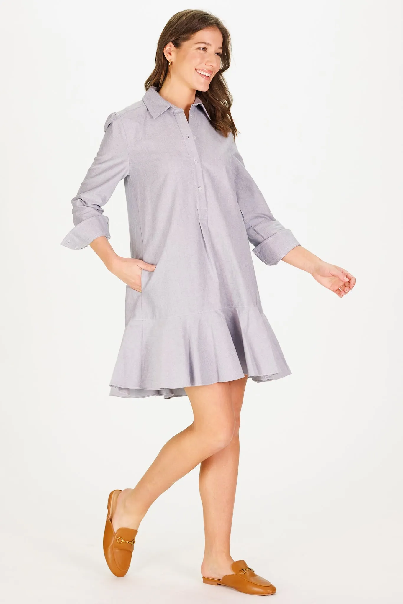 Iris Dress in Chambray Oxford