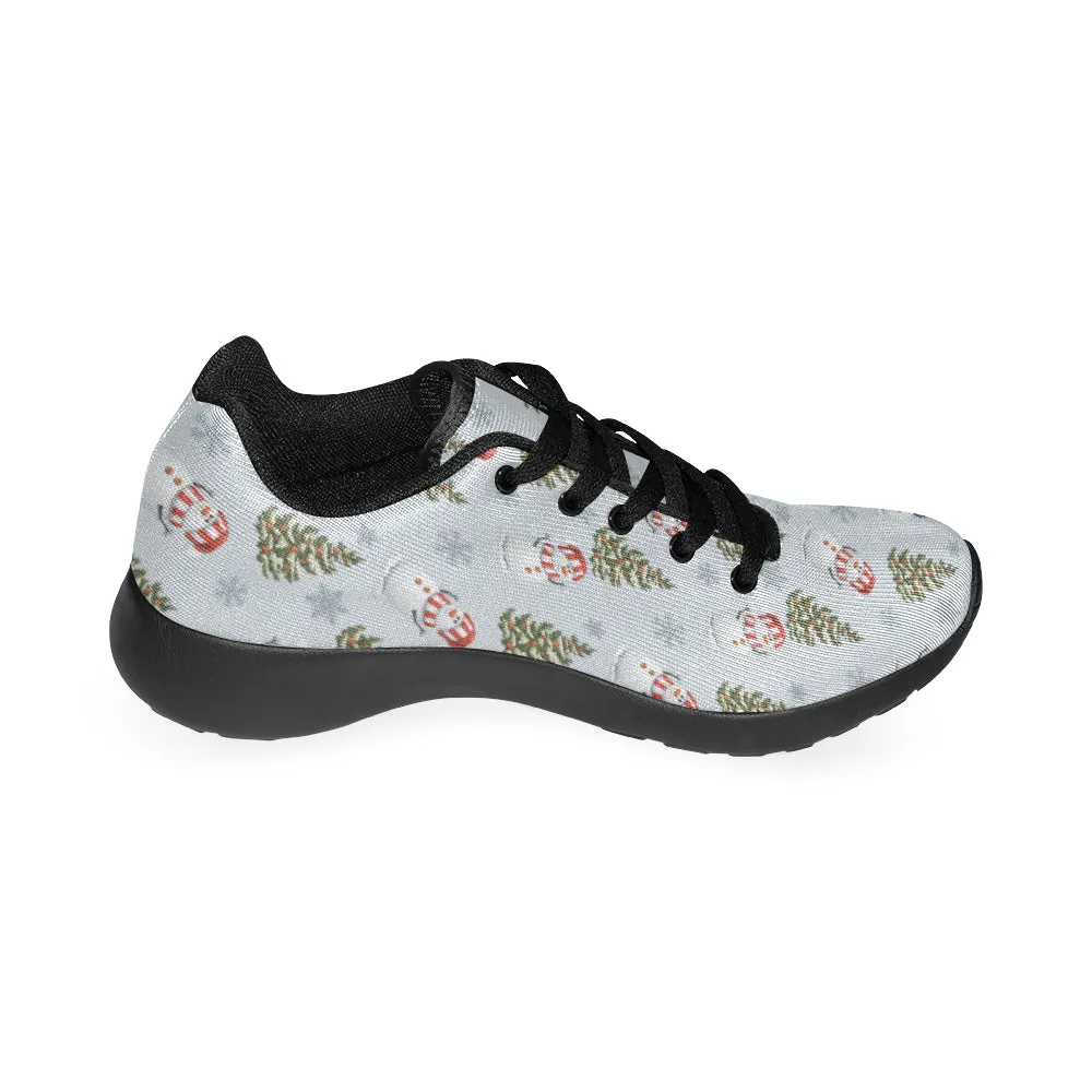 Kid's Snowman Christmas Print Canvas Sneakers (Black)