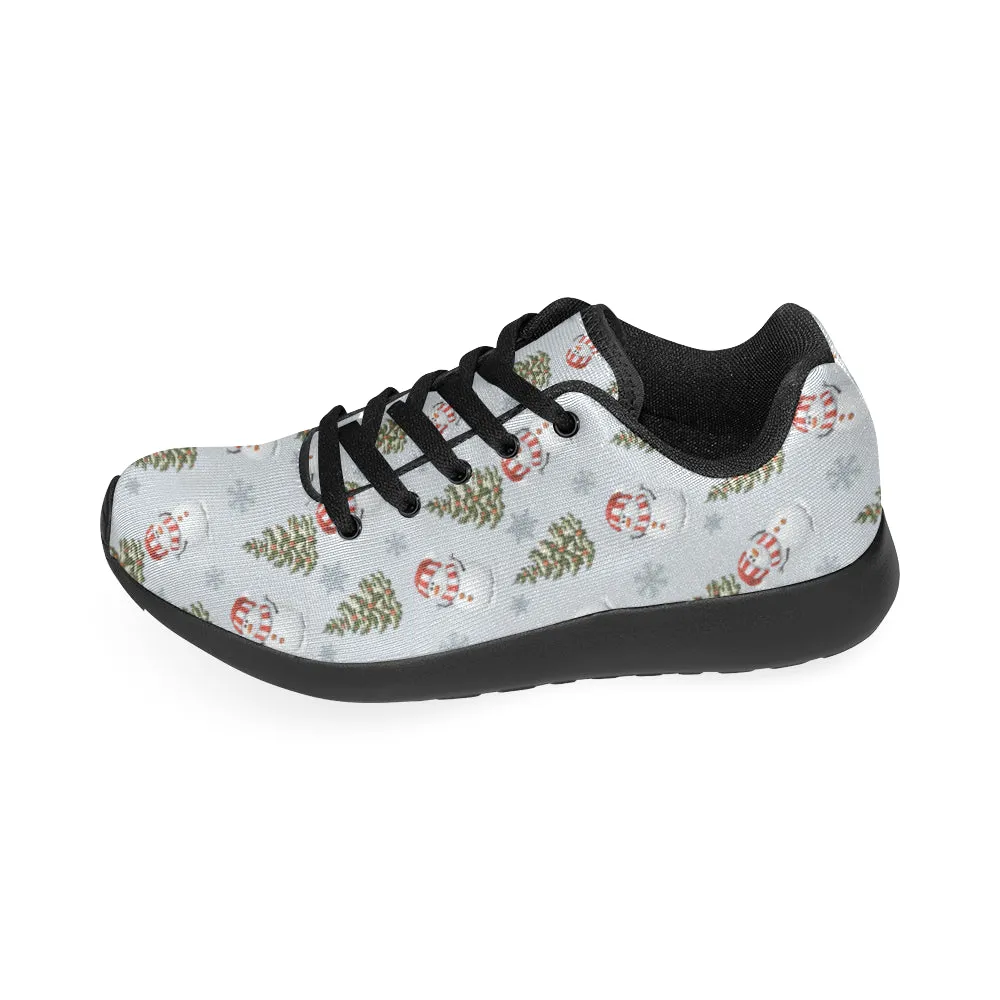 Kid's Snowman Christmas Print Canvas Sneakers (Black)