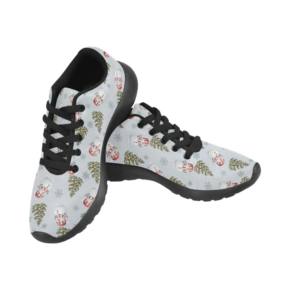 Kid's Snowman Christmas Print Canvas Sneakers (Black)